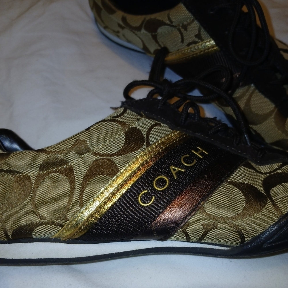 Coach Gold and Brown Sneakers